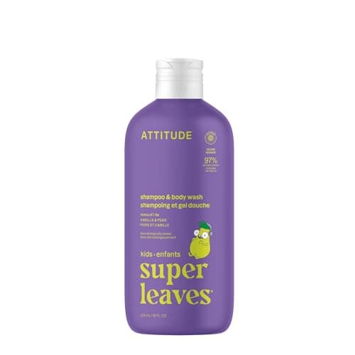 Image of ATTITUDE Shampoo and Body Wash for Kids, EWG Verified Hair and Body Cleanser, Dermatologically Tested Soap, Plant and Mineral Based Bath Products, Vegan, Vanilla and Pear, 473 mL