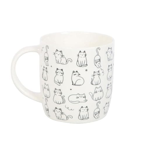 Image of Something Different Wholesale White Happy Cat Mug | Cute Ceramic Mug for Cat Lovers | Whimsical Coffee Cup | Feline Gift | 350ml