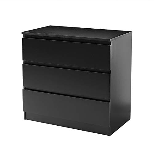Image of Panana Chest of Drawers 3/4/5/6 Wooden Drawer with Metal Runners Modern Bedside Table Cabinet Storage for Living Room Hallway Bedroom (Black, 3 Drawer)