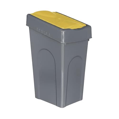 Image of FINE STAR Plastic 50L Litre Kitchen Home Recycle Recycling Bin Office Rubbish Trash Waste Dustbin With Lid (Yellow)