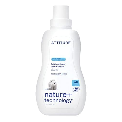 Image of ATTITUDE Liquid Fabric Softener, Plant-Based & Vegan, HE Compatible, Naturally Derived, Wildflowers Scent, 40 Loads, 1 Liter