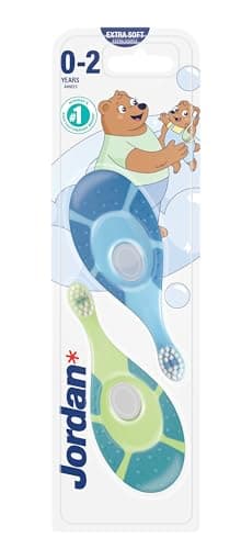 Image of Jordan ® | Step 1 Baby Toothbrush | Baby Toothbrush 0-2 Years | The Original Toddler Toothbrush with Extra Soft Bristles & Soft Biting Ring for Babies Gums and Easy Grip | Mixed Color | Pack 2