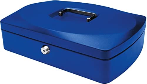 Image of Cash Box Q-CONNECT Extra Large 325x85x235mm Blue/Office Equipment/Type-Extra Large/Shape-Rounded/Material-Metal/Colour-Blue/Dimensions (mm)-325x85x235