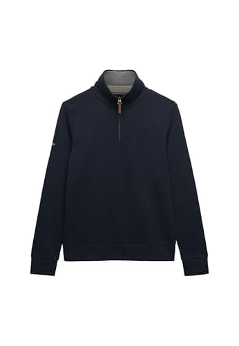Image of Superdry Men's Essential Pique Half Zip Sweater, Eclipse Navy, M