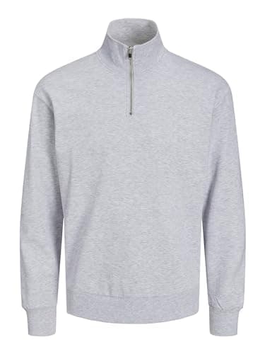 Image of JACK & JONES Men's Jjebradley Sweat Half Zip Noos Sweatshirt, Light Grey Mix, M