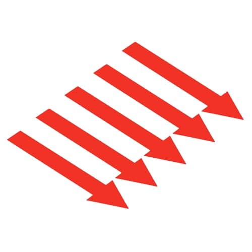 Image of PATIKIL Arrow Sticker 5 Inch, 6 Sheet Directional Sign PVC Adhesive Removable Floors Decal for Floors Wall Marking, Red