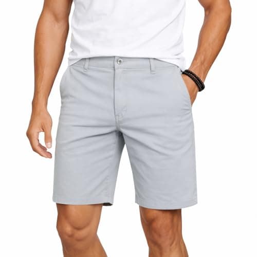 Image of Blu Apparel Mens Cotton Stretch Classic Chino Shorts Summer Shorts for Men (UK, Waist, 36, Regular, Regular, Grey)