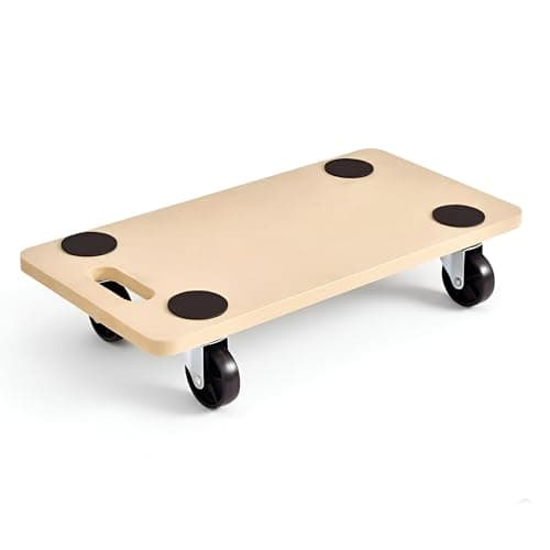 Image of Wheeled Platform Dolly – Furniture Moving Platform with EVA Foam Grip Pads, Wooden Base, 59x29x18cm – Furniture Lifter Trolley for Home, Office & Warehouse Use