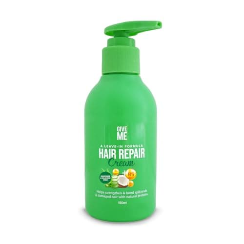 Image of Give Me Cosmetics Hair Repair Cream, Leave In Conditioner Treatment, Aloe Vera & Coconut Oil, Reduces Split Ends, with Vitamins B3 and B5 & Strengthening Protein, Reverse Damage
