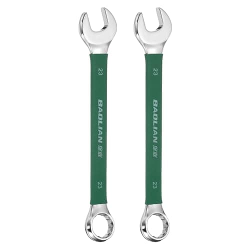 Image of sourcing map 2 Pcs 23mm Metric Combination Wrench 10 Degree Offset 12 Point Cr-V Steel Single Open End Spanner Wrenches for Automotive Repair Furniture Assembly