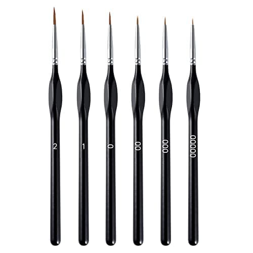 Image of 6 Piece Fine Detail Brush Set, Perfect Detail Brush, Miniature Brush, Drawing Brush Set, for Nail Art, Acrylic, Watercolour, Oil Painting, Model Making and Line Painting