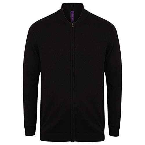 Image of Henbury Unisex Adults Knitted Bomber Jacket (L) (Black)