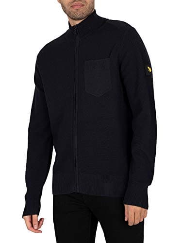 Image of Lyle & Scott Men's Zip Through Knitted Cardigan, Blue, S