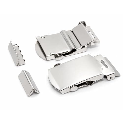 Image of Trimming Shop Web Belt Buckle for Men and Women, Military Style Belt Buckle with Secure Fastening - Metal Clasp Unisex Accessory for Canvas Straps and Belts, 30mm, Silver, 1pcs