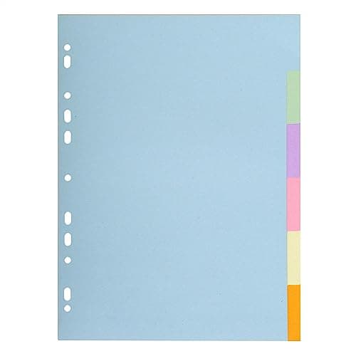 Image of Exacompta - Ref 1606E - Forever Collection - 6-Part Plain Dividers, Suitable for A4 Documents, 100% Recycled 170gsm Card, Pre-Punched - Assorted Pastel Colours