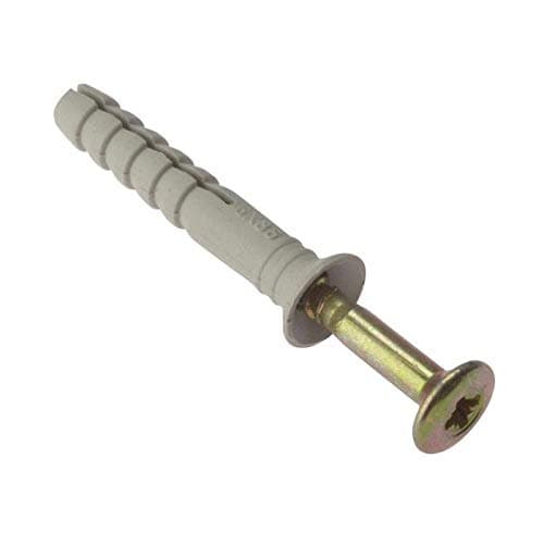 Image of ForgeFix Hammer Fixings | M8 x 120mm | Nylon Plug, Zinc Yellow Passivated Screw | Bag 10
