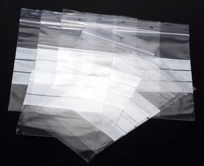 Image of 100 3.5" x 4.5" GRIPWELL® Grip Seal Bags Write on Panel | Reusable Clear Plastic Bags With White Strips | Strong Resealable Zip Lock | Polythene Packaging for Food Jewellery Storage 8.8cm x 11.2cm