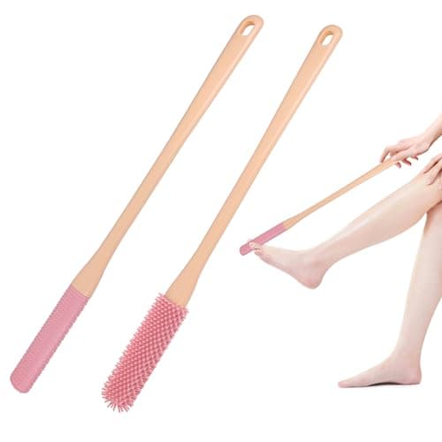 Image of OWIIZI 15.7" Foot Scrubber & Toe Brush Set - Silicone Soft, Long Handle, Exfoliates, Removes Dead Skin, Dirt, Ideal for Seniors, Elderly, Men & Women - 2Pack