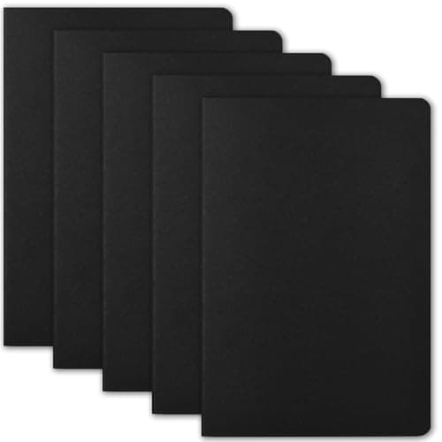 Image of ZCZN A5 Lined Notebooks, 5 Pack Ruled Notepad, Black Kraft Cover Travel Journal for School, Work & Notes