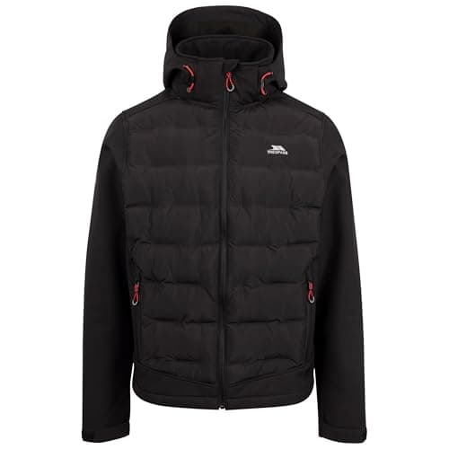 Image of Trespass Men's Softshell Jacket Alwero - Waterproof 8000 mm, Ultrasonic Compound Front Panel, Adjustable Zip Off Hood, 2 Zip Pockets, Adjustable Cuff, Draw Cord Hem