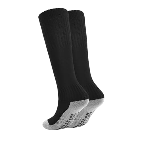 Image of Marchare Boys Athletic Soccer Socks Knee High Socks 5-7 Grip Sock Baseball Football Sock For Boys Girls Black 1 Pack