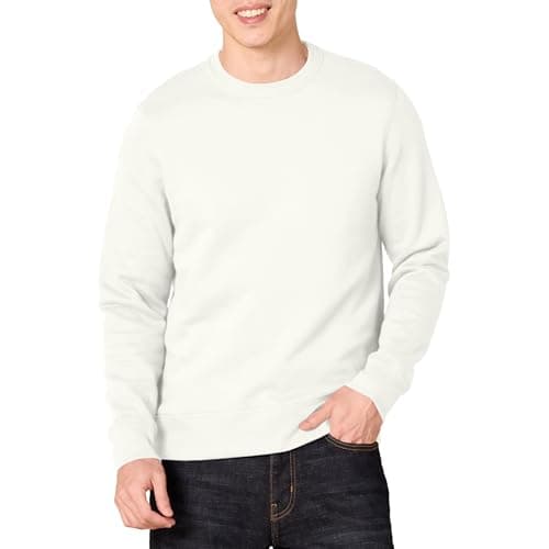 Image of Amazon Essentials Men's Fleece Crew Neck Sweatshirt (Available in Big & Tall), Off-white, XXL