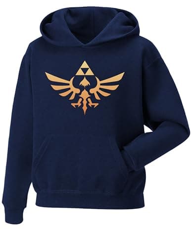 Image of Daily Apparel Inspired Crest of Hyrule Kids Unisex Top hoody Gaming hoodies| Cool Video Game Fan Premium Quality Unisex Pullover Jumper TV Shows for UK Men/Women for Fans, Birthday Christmas Navy