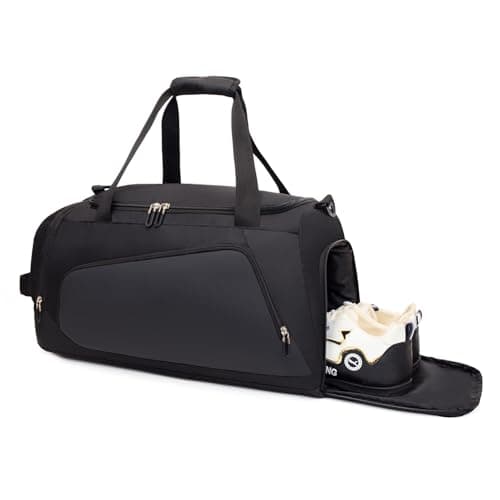 Image of Gym Bag with Shoe Compartment & Wet Pockets for Men/Women, Waterproof Sports Duffle Bags for Workout/Fitness/Travel (Black,20"x11"x11")