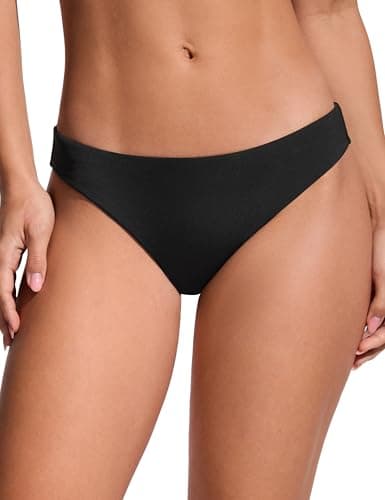 Image of CRZ YOGA Women's Bikini Bottoms Low Waisted Swim Briefs Swimsuits Swimming Sports Bathing Suits Swimwear Sexy Beachwear Black 10