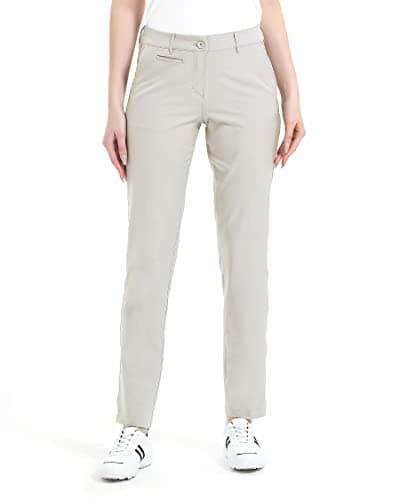 Image of Lesmart Golf Pants Women Long Stretch Tall Straight Leg Twill Work Chino Ladies Size 10 Beige