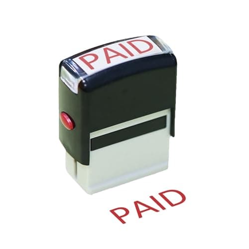 Image of Paid Stamp Self Inking Rubber Stamps Refillable Red Ink Preinstalled 11x 35mm Bold Text Pre Inked Business Office Stamp Work Document Paid Notice Message Card Stamps Self Stationery Kit (Black)