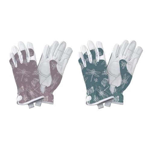Image of Kent & Stowe Premium Leather Gardening Gloves Purple Flutter Bugs Ladies (Small)