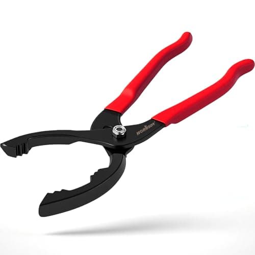 Image of HORUSDY 12" Adjustable Oil Filter Pliers, 20° Angled Jaw Heavy-Duty Oil Filter Wrench, High Carbon Steel Removal Tool with Non-Slip Handles, Fits 64–118mm Filters for Engine and Fuel Systems(‎Red)
