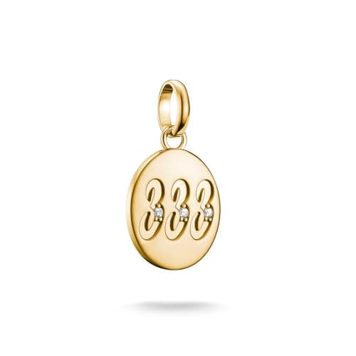 Image of Thomas Sabo Charm pendant angel number 333 with stones Connect gold-plated 18-carat Gold-plating, Recycled 925 Silver