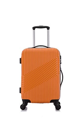 Image of Flymax 55x35x20 4 Wheel Super Lightweight Cabin Luggage Suitcase Hand Carry on Flight Travel Bags Approved On Board Fits Flybe Easyjet Ryanair Jet 2 BA Orange