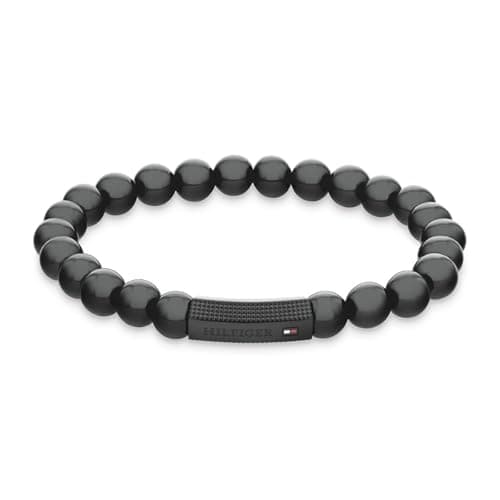 Image of Tommy Hilfiger Jewelry Men's Beaded Bracelet with Onyx Stones - 2790581