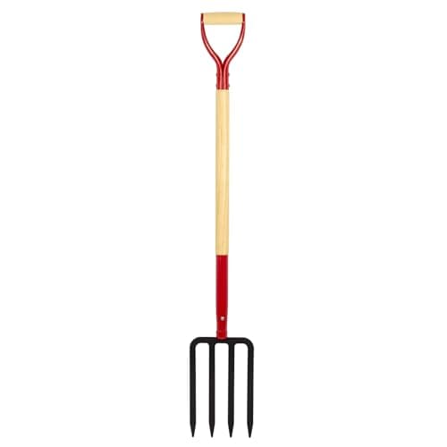 Image of Dikuyeel Heavy Duty Garden Fork for Digging, 4 Tines Pitch Fork for Gardening Compost, Garden Pitch Fork with Wooden Handle, 45 Inches