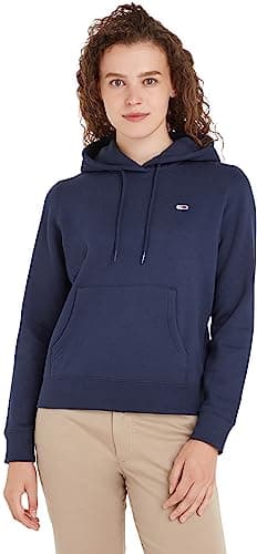 Image of Tommy Jeans Women's Tjw Regular Fleece Hoodie Other Heavyweight Knits, Twilight Navy, 3XL