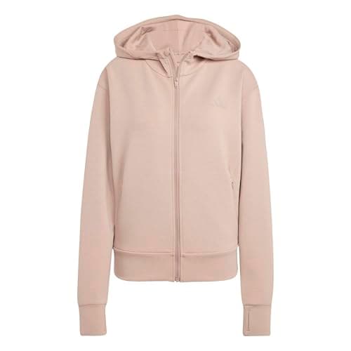Image of adidas Women's D4T Workout Full Zip Hooded Sweatshirt, chalky brown, L