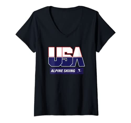 Image of Womens Alpine Skiing 2022 Souvenir USA Team V-Neck T-Shirt