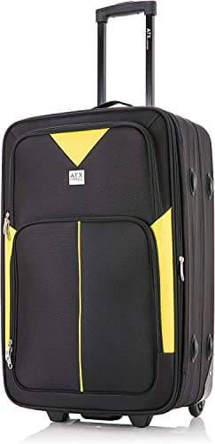 Image of ATX Luggage Suitcase Medium Size Expandable Durable Lightweight Suitcase with 2 Wheels & Built-in 3 Digit Combination Lock (Black/Yellow, 26 Inches, 79 Liter)