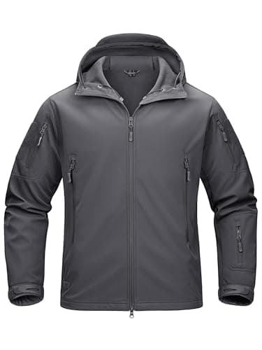 Image of TACVASEN Windproof Work Fleece Jacket Mens Waterproof Softshell Jacket Fleece Outdoor Coats Military Blouson Grey S
