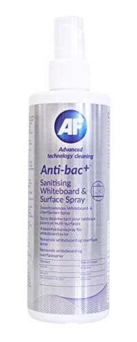 Image of AF Anti-bac+ Sanitising Smart Board/Whiteboard & Surface Cleaning Spray For Enamel Whiteboards Ink Removal, Desks, Door handles, Gym Equipment and more. 250ml Pump Spray Bottle.