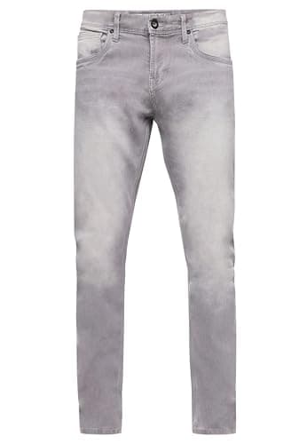 Image of Rusty Neal Grey Used Jeans Men's Jeans Trousers Light Grey Cotton Stretch Slim Fit Streetwear Basics L30 L32 L34, Grey Used, 32 W/32 L