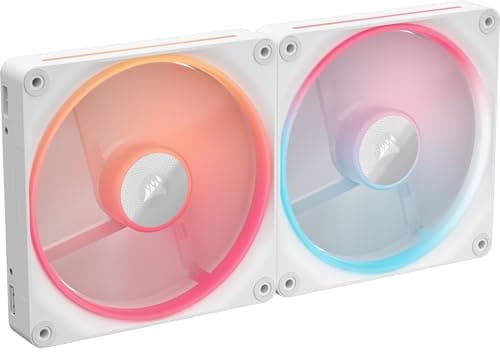 Image of Corsair iCUE LINK LX140-R RGB 140mm PWM Reverse Fans – Dual Fan Kit – Low-Noise, Magnetic Dome Bearing, Dual Light Loops, QuikTurn™ Screws, Zero RPM Mode – White