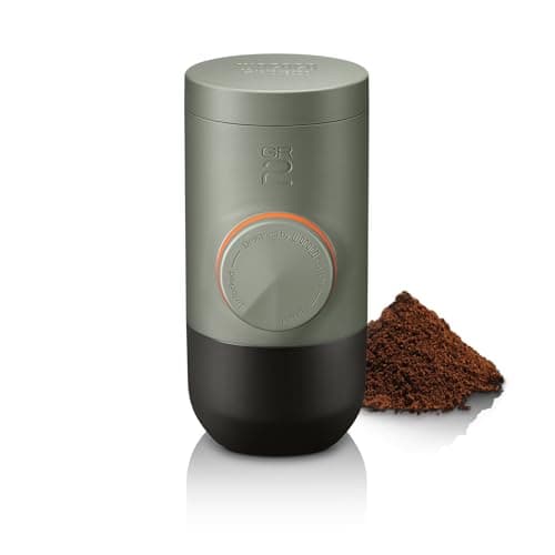 Image of WACACO Portable Coffee Maker for Outdoor Compatible Ground Coffee, Manually Operated Espresso Maker, Espresso Machine Coffee On The Go, Ultra-Small (Gray Olive)
