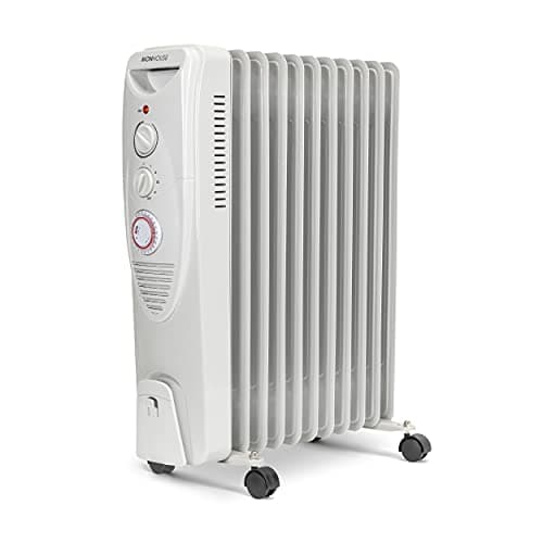 Image of MONHOUSE 2900W Oil Filled Radiator – Plug in Portable Electric Heater – 5 Power Settings, Adjustable Temperature/Thermostat - Thermal Safety Cut Off, 24 Hour Timer & Fan – 11 Fins - White