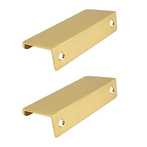 Image of CHEERYMAGIC 2 Pack Back Mount Finger Edge Pull, Concealed Handles Cabinet Pull Handles 64mm Hole Spacing for Home Kitchen Door Drawer Cabinet A6-JSLS (Gold)