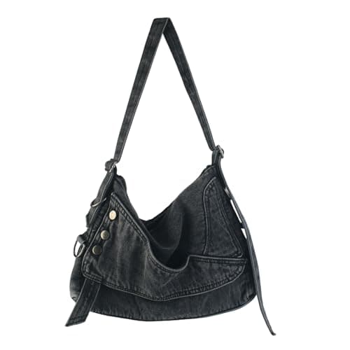 Image of Ruoying Denim Shoulder Bags for Women Retro Jean Hobo Purse With Adjustable Strap Large Tote Handbags