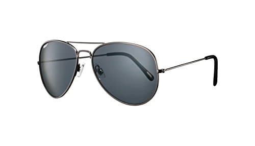 Image of Zippo Eyewear - Flash Pilot Sunglasses - UV400 Protection - Zippo Logo - Adult Unisex - Metal Construction - Made in USAlic Grey Frame, Smoke Grey Lenses, Black Temple